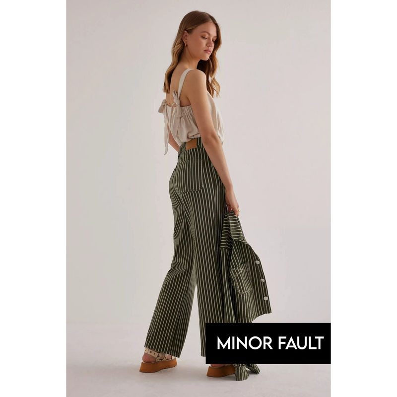(Minor Fault) Green Stripes Wide Leg Jeans | Montivo Pakistan