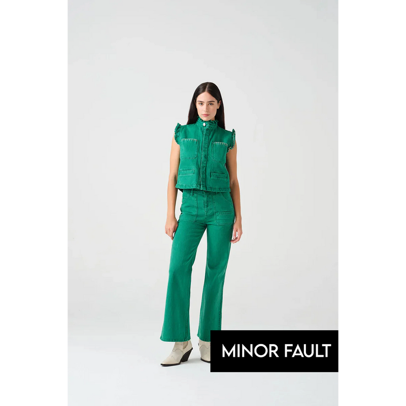 (Minor Fault) Green Loose Flare Jeans | Montivo Pakistan