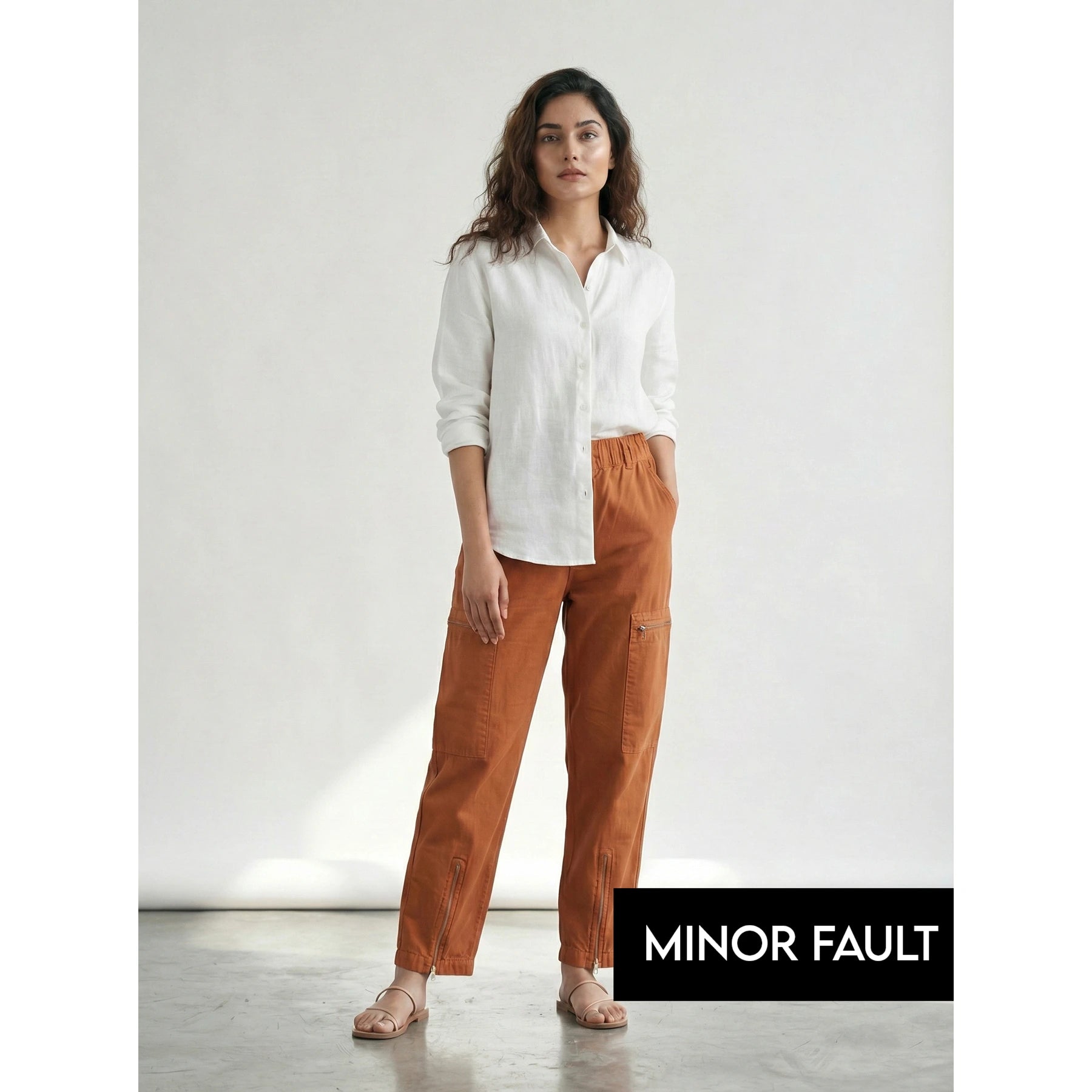 (Minor Fault) Rust Taper Barrel Denim Trousers | Montivo Pakistan