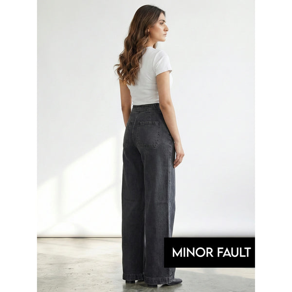 (Minor Fault) Grey Long Wide Leg Jeans | Montivo Pakistan