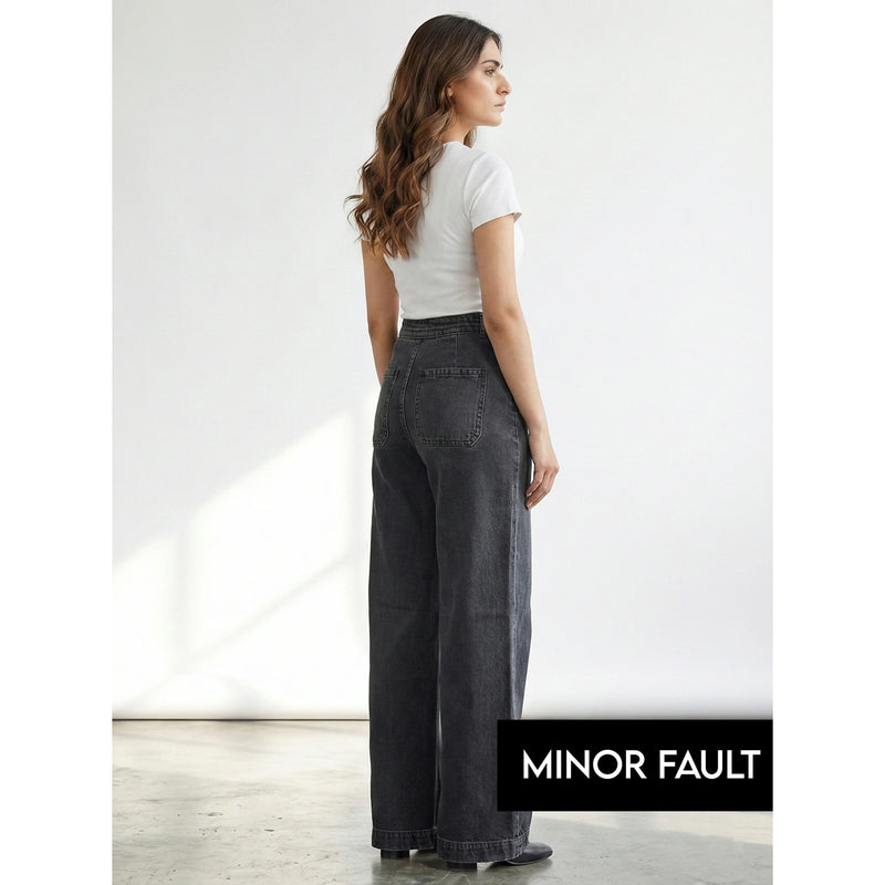(Minor Fault) Grey Long Wide Leg Jeans | Montivo Pakistan
