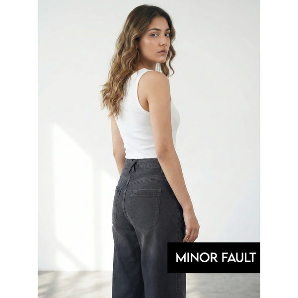 (Minor Fault) Charcoal Black Barrel Jeans | Montivo Pakistan