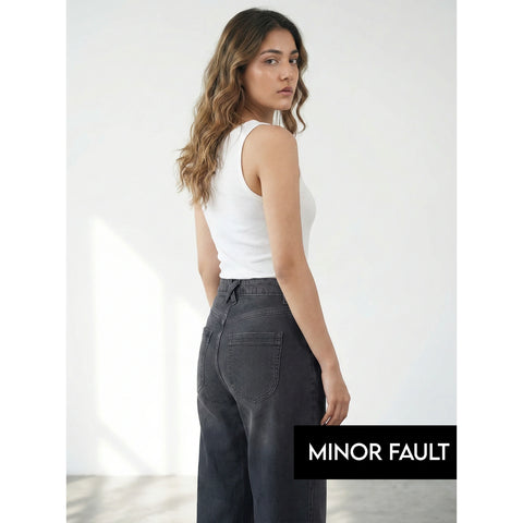 (Minor Fault) Charcoal Black Barrel Jeans | Montivo Pakistan