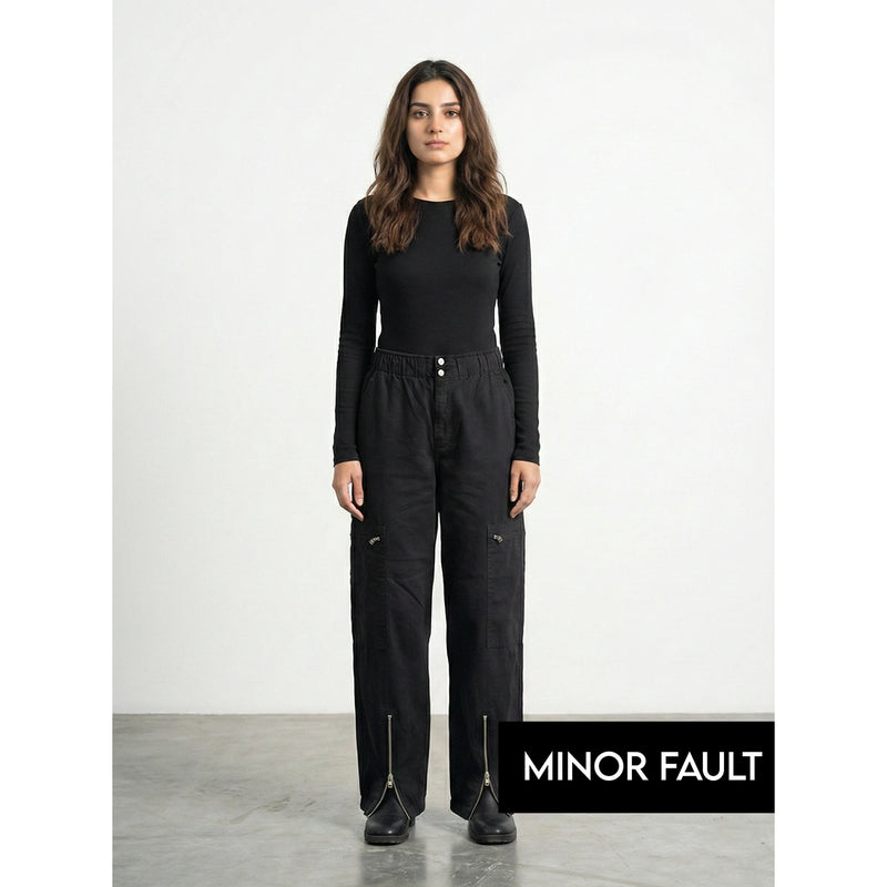 (Minor Fault) Black Barrel Denim Trousers | Montivo Pakistan