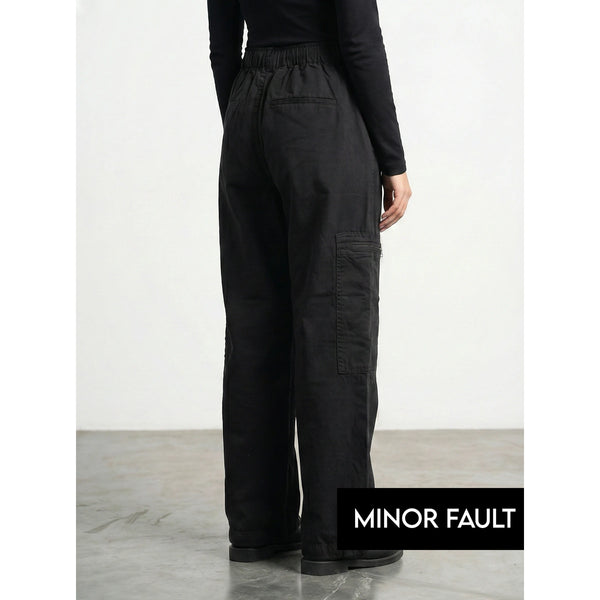 (Minor Fault) Black Barrel Denim Trousers | Montivo Pakistan