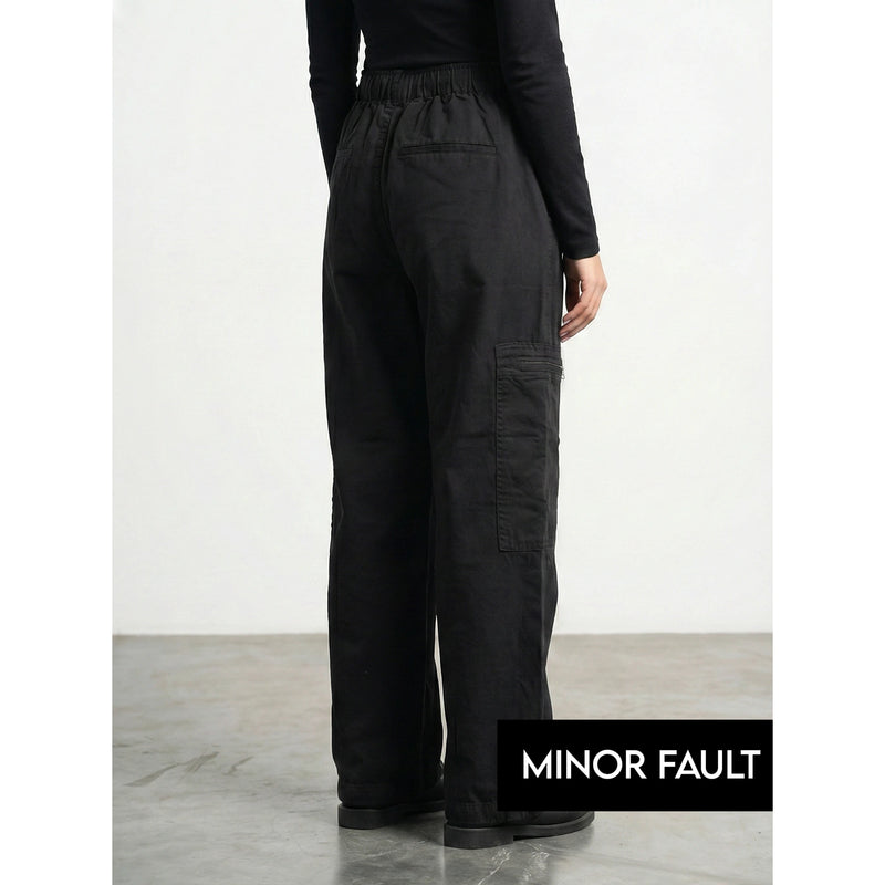 (Minor Fault) Black Barrel Denim Trousers | Montivo Pakistan
