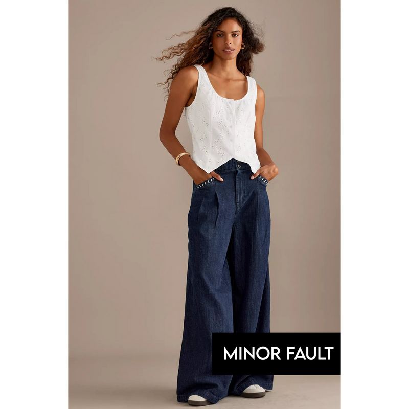(Minor Fault) Rinse Wash Wide Leg Jeans | Montivo Pakistan