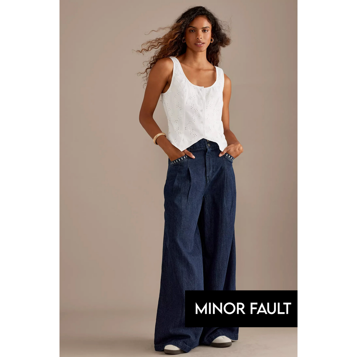 (Minor Fault) Rinse Wash Wide Leg Jeans | Montivo Pakistan