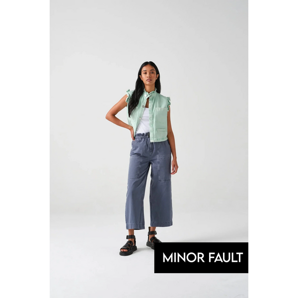 (Minor Fault) Wide Leg Paper Bag Culottes Jeans | Montivo Pakistan