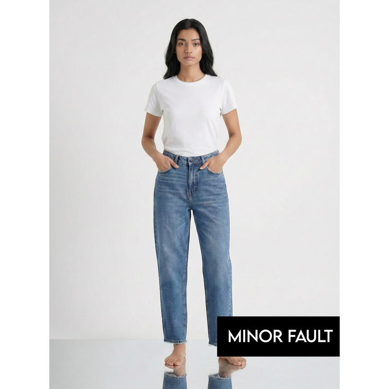 (Minor Fault) Mid Blue Mom Loose Jeans | Montivo Pakistan