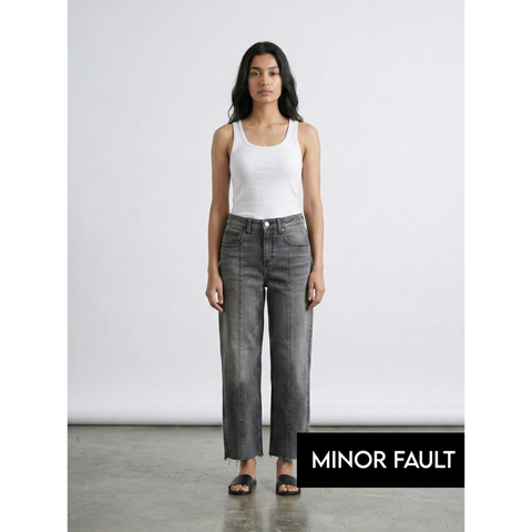 (Minor Fault) Grey Front Seam Relaxed Jeans | Montivo Pakistan