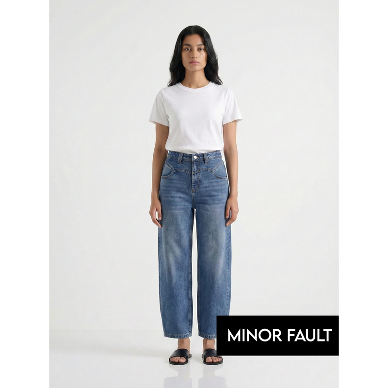 (Minor Fault) Vintage Blue Barrel Jeans | Montivo Pakistan