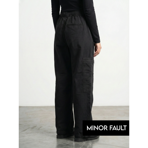 (Minor Fault) Black Barrel Denim Trousers | Montivo Pakistan