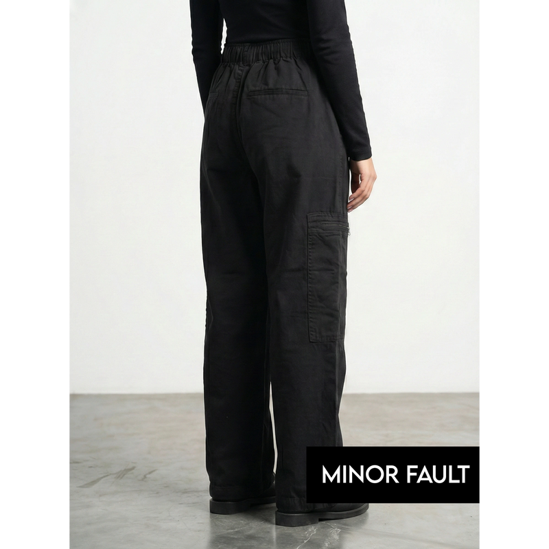 (Minor Fault) Black Barrel Denim Trousers | Montivo Pakistan