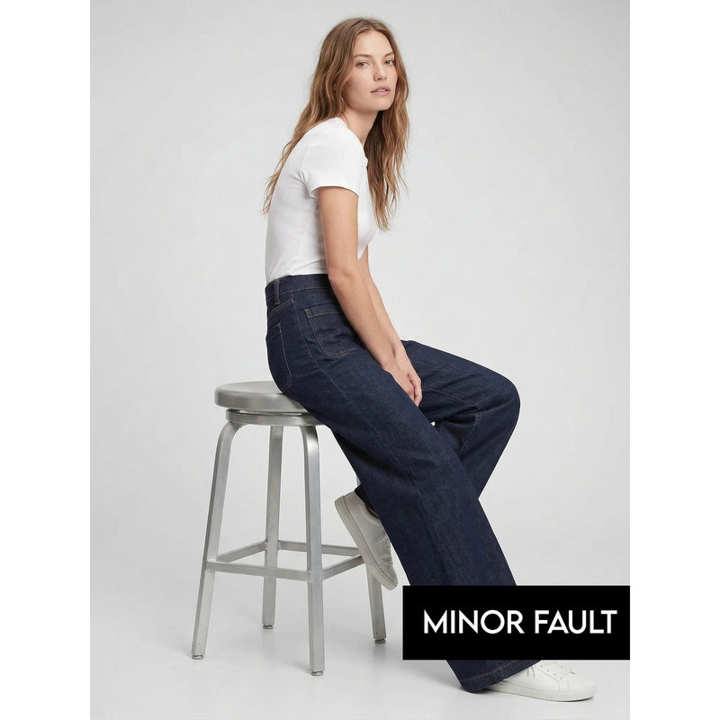 (Minor Fault) High Rise Rinse Wash Wide Leg Jeans | Montivo Pakistan