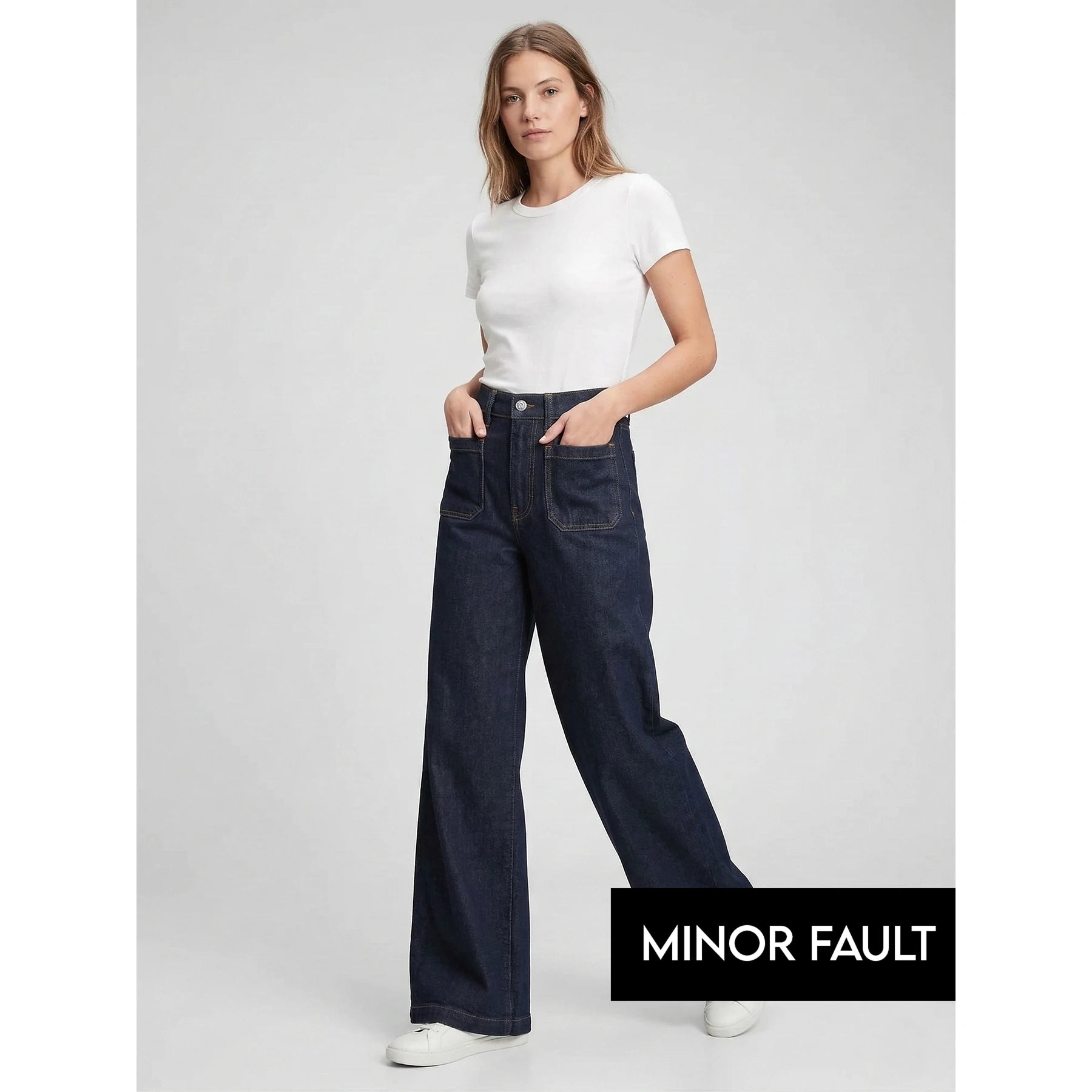 (Minor Fault) High Rise Rinse Wash Wide Leg Jeans | Montivo Pakistan