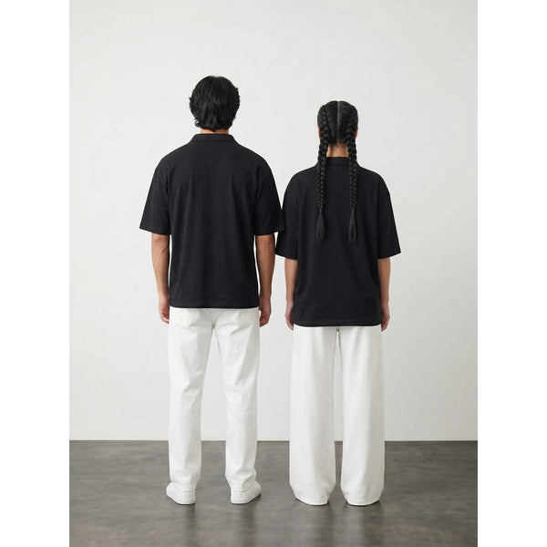 Black Oversized Zipper Polo | Montivo Pakistan