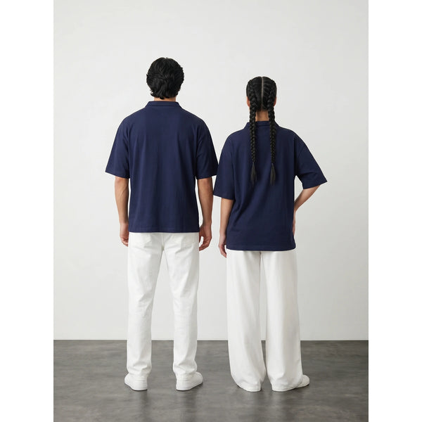 Navy Oversized Zipper Polo | Montivo Pakistan