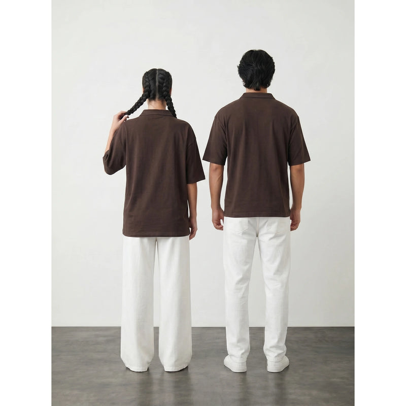 Brown Oversized Zipper Polo | Montivo Pakistan