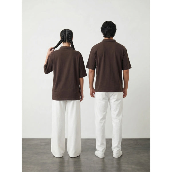 Brown Oversized Zipper Polo | Montivo Pakistan