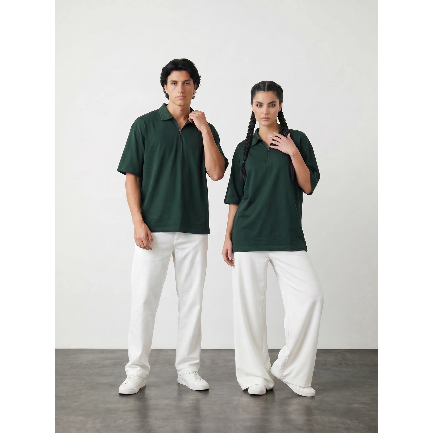 Green Oversized Zipper Polo | Montivo Pakistan