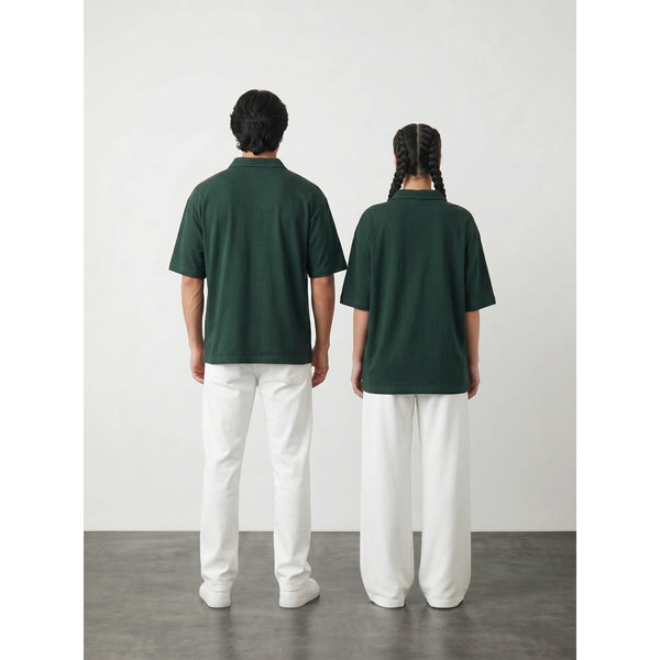 Green Oversized Zipper Polo | Montivo Pakistan