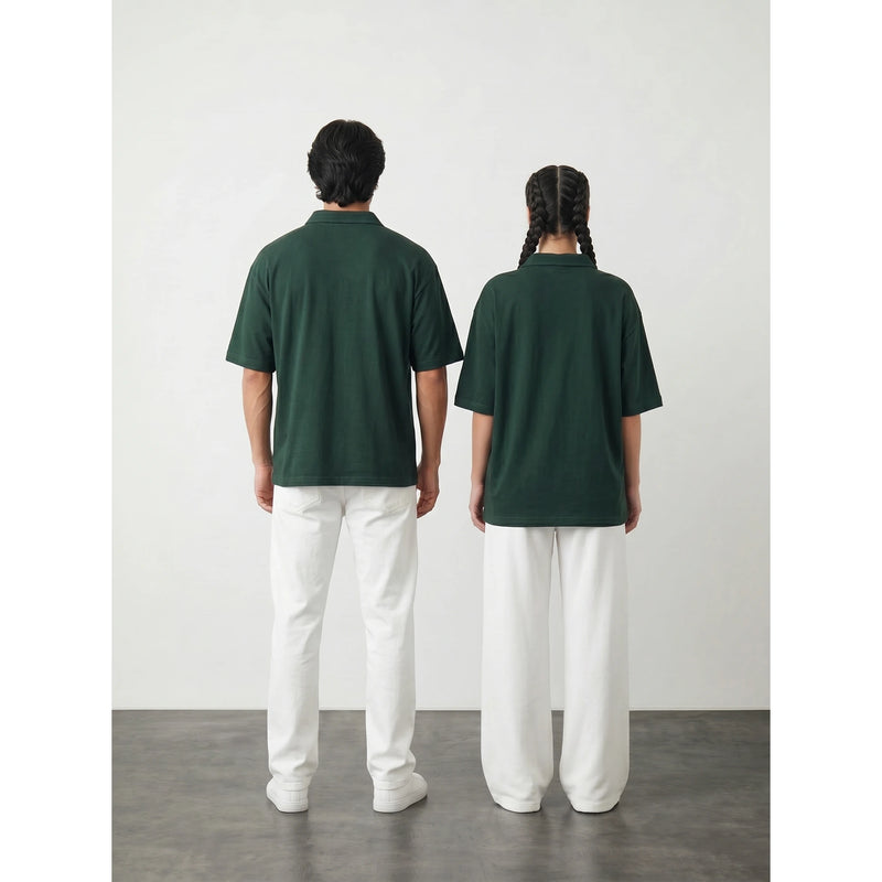Green Oversized Zipper Polo | Montivo Pakistan