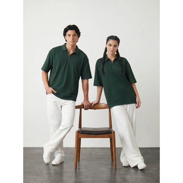 Green Oversized Zipper Polo | Montivo Pakistan