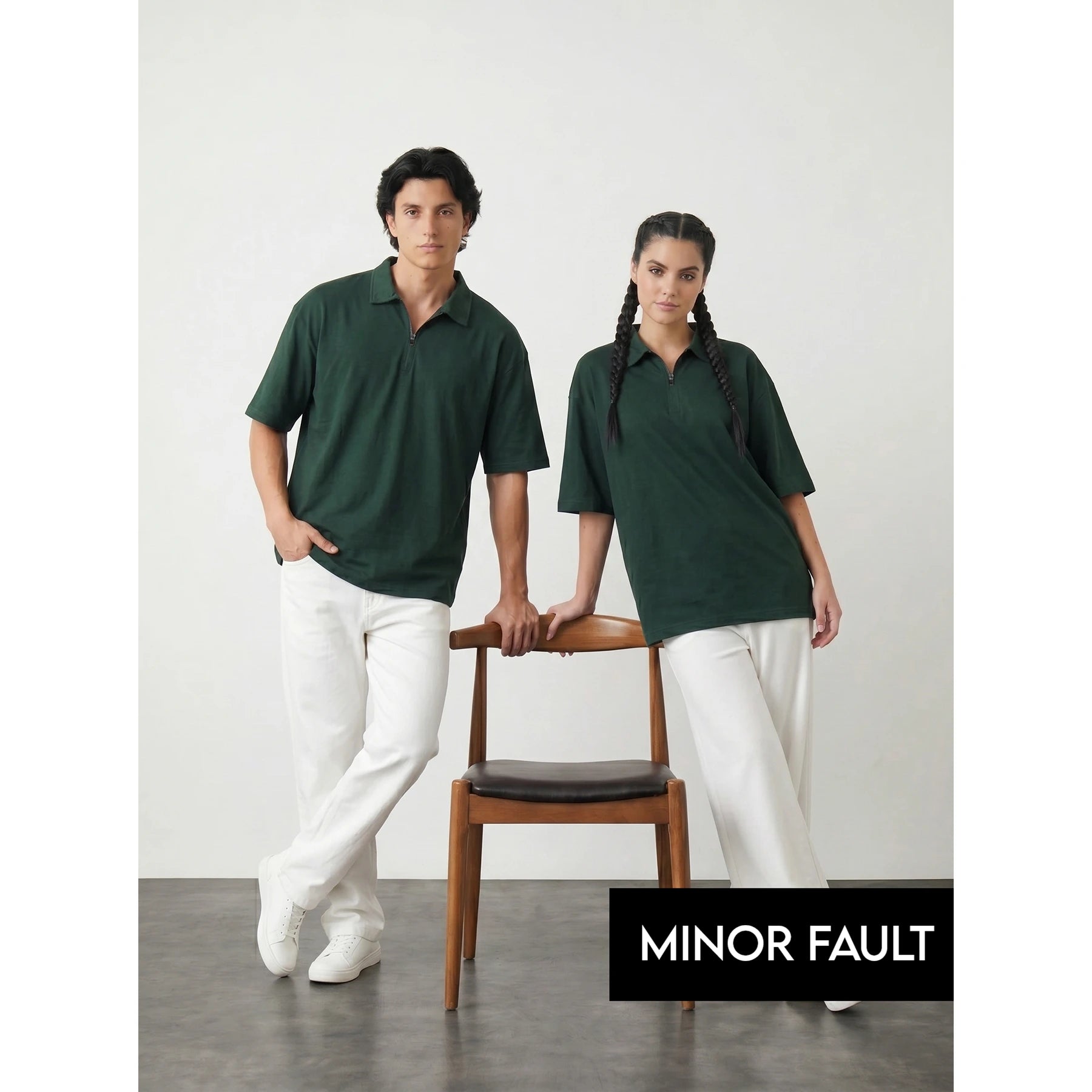 (Minor Fault) Green Oversized Zipper Polo | Montivo Pakistan