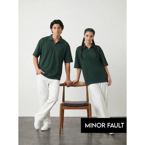 (Minor Fault) Green Oversized Zipper Polo | Montivo Pakistan