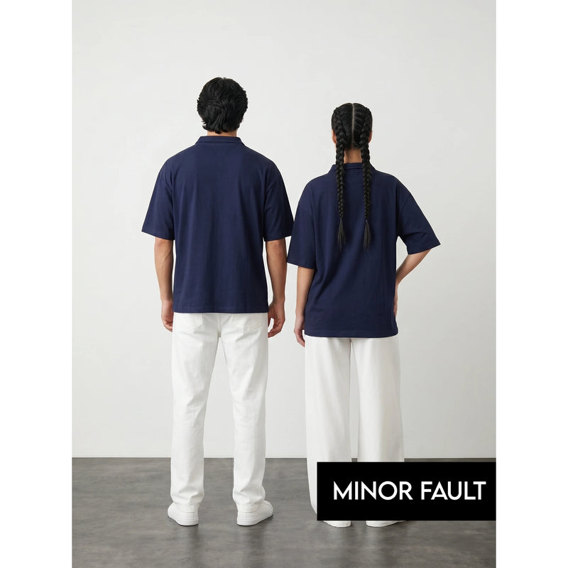 (Minor Fault) Navy Oversized Zipper Polo | Montivo Pakistan