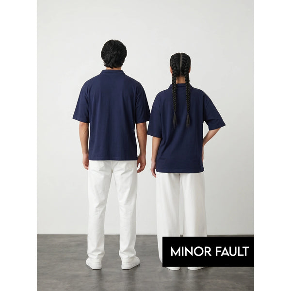 (Minor Fault) Navy Oversized Zipper Polo | Montivo Pakistan