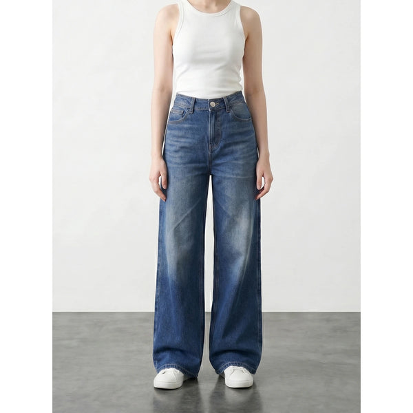 Mid Blue Wide Leg Jeans | Montivo Pakistan