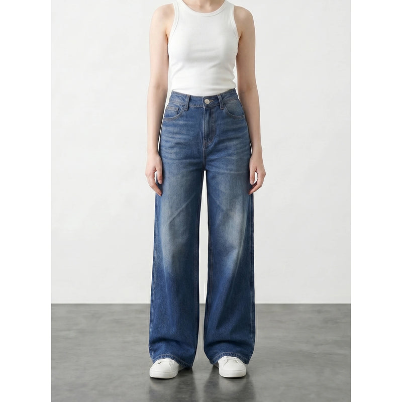 Mid Blue Wide Leg Jeans | Montivo Pakistan
