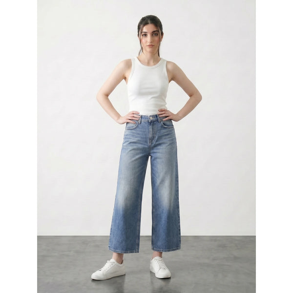Light Blue Cropped Wide Leg Jeans | Montivo Pakistan