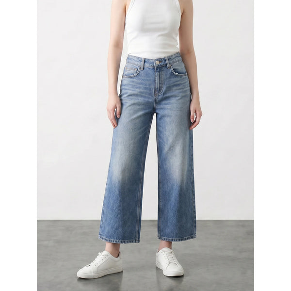 Light Blue Cropped Wide Leg Jeans | Montivo Pakistan