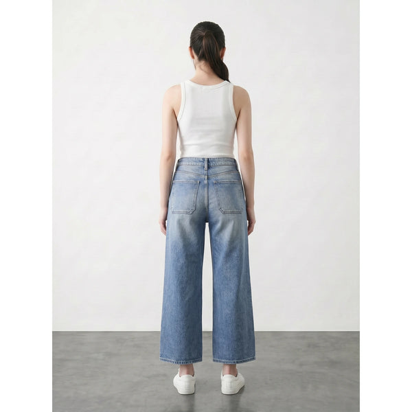 Light Blue Cropped Wide Leg Jeans | Montivo Pakistan