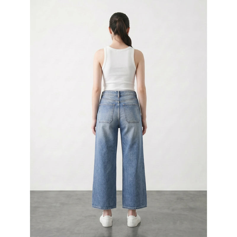 Light Blue Cropped Wide Leg Jeans | Montivo Pakistan