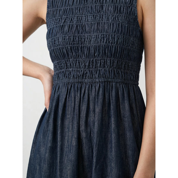 Rinse Wash Blue Denim Ruffle Dress | Montivo Pakistan