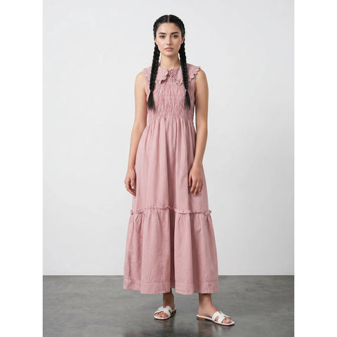 Pink Denim Ruffle Dress | Montivo Pakistan