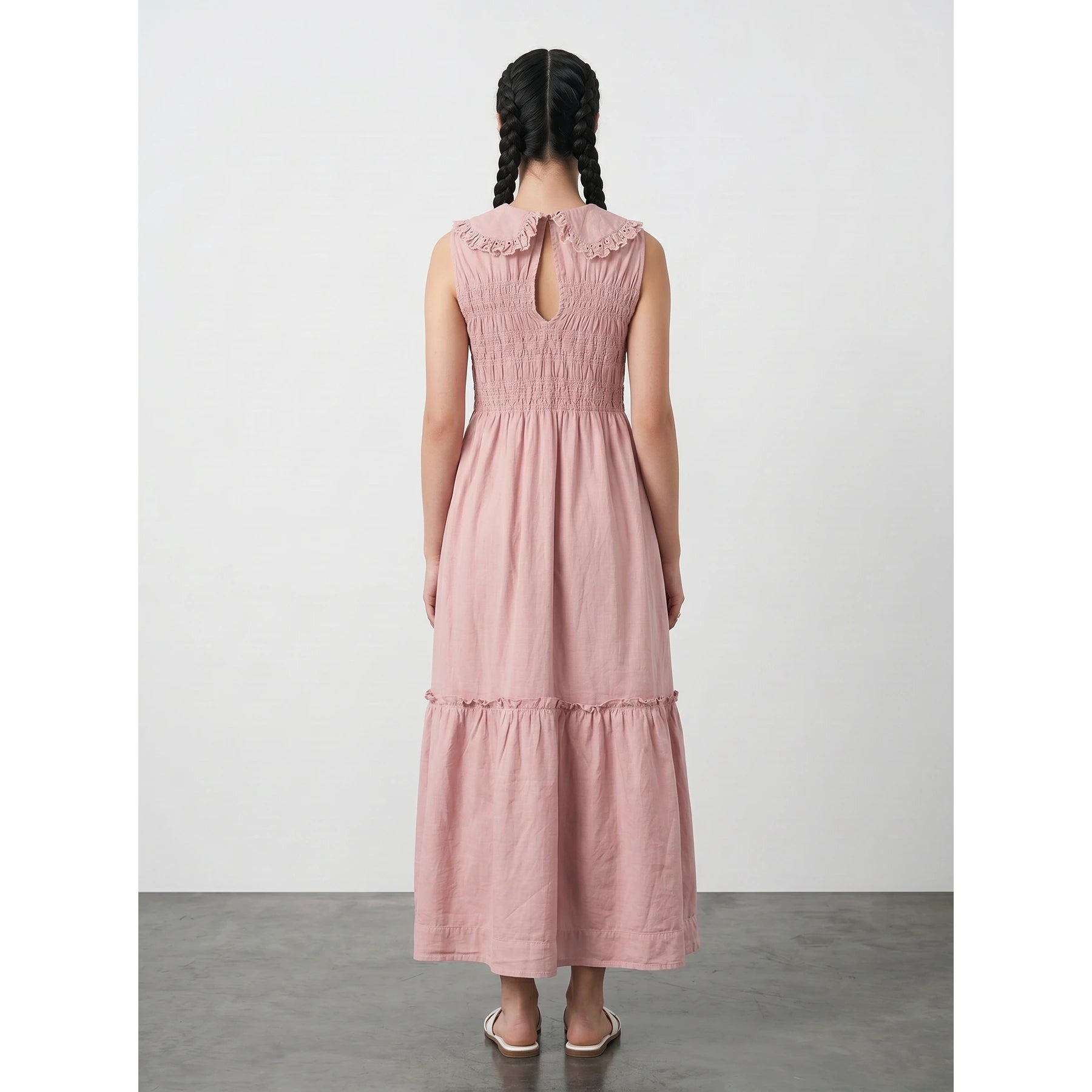 Pink Denim Ruffle Dress | Montivo Pakistan