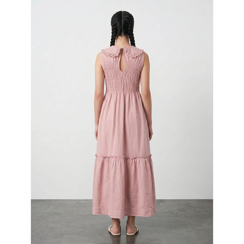 Pink Denim Ruffle Dress | Montivo Pakistan
