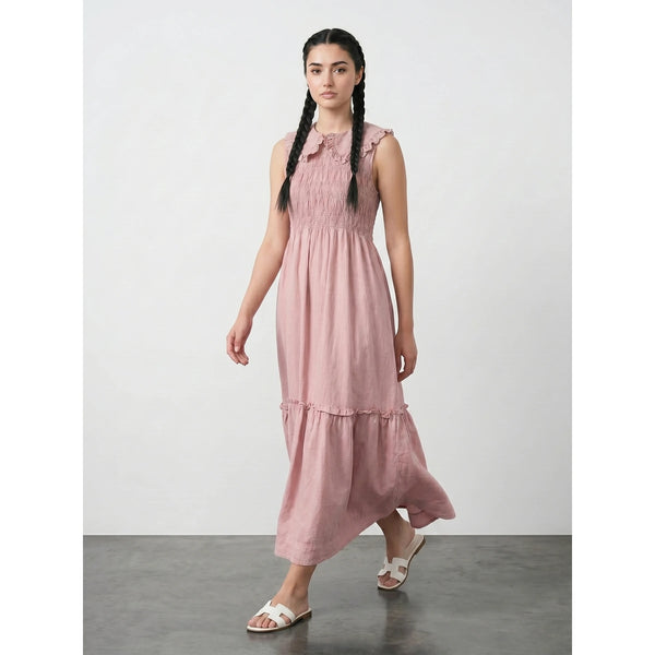 Pink Denim Ruffle Dress | Montivo Pakistan