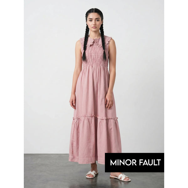 (Minor Fault) Denim Ruffle Dress | Montivo Pakistan