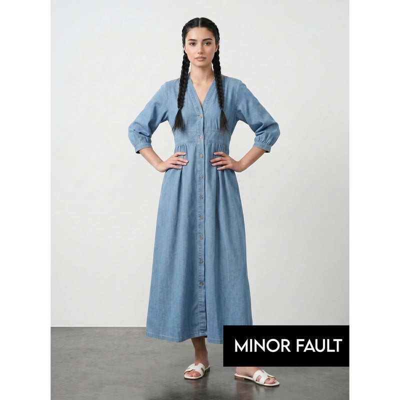 (Minor Fault) Light Blue Oversized Summer Dress | Montivo Pakistan