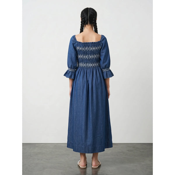 Blue Denim 3/4 Sleeves Dress | Montivo Pakistan