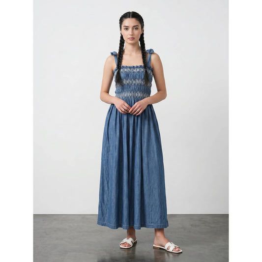 Blue Tie Denim Dress