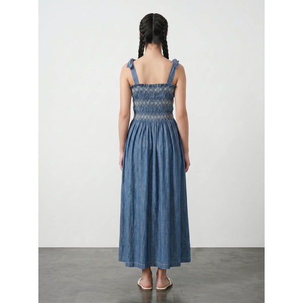 Blue Tie Denim Dress | Montivo Pakistan