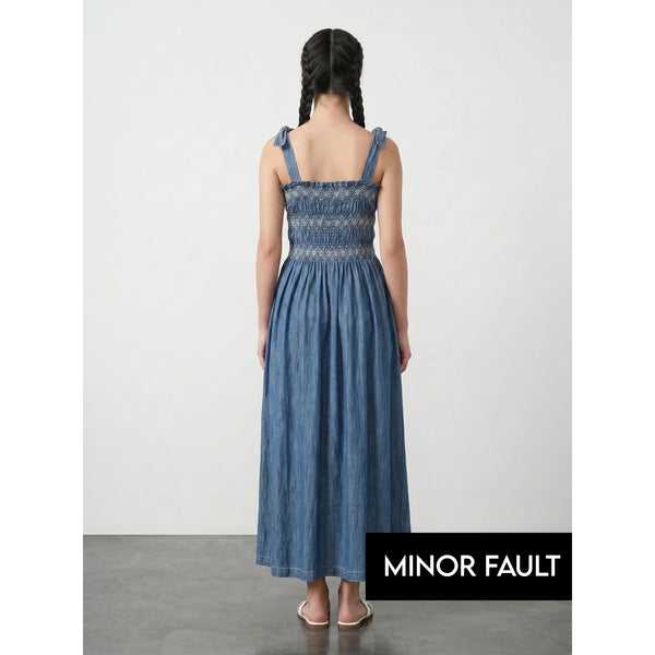 (Minor Fault) Blue Tie Denim Dress | Montivo Pakistan