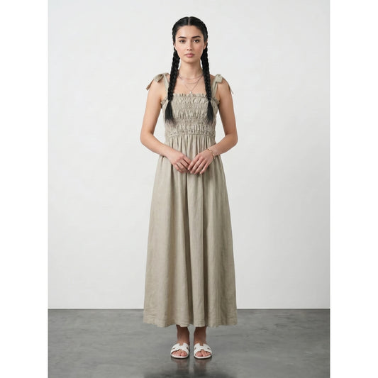 Sand Tie Denim Dress